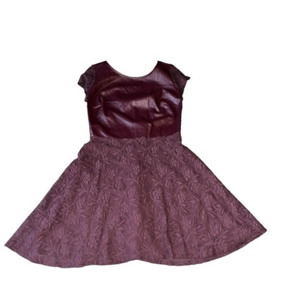 NWT!! Mimi Chica Burgundy Lace and Faux Leather Dress